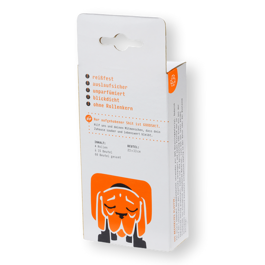 GOODSH!T dog waste bags, 4-pack box, 80% recycled material